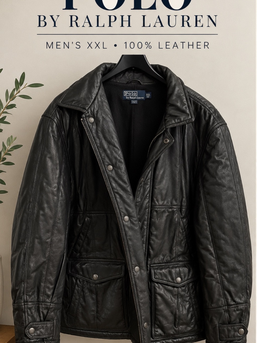 Polo by Ralph Lauren Black Leather Performance Jacket